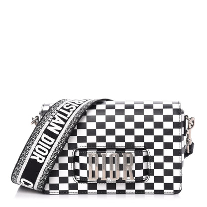 Christian Dior Smooth Calfskin Checkered Dio(r)evolution Flap Bag Black White 1 of 11