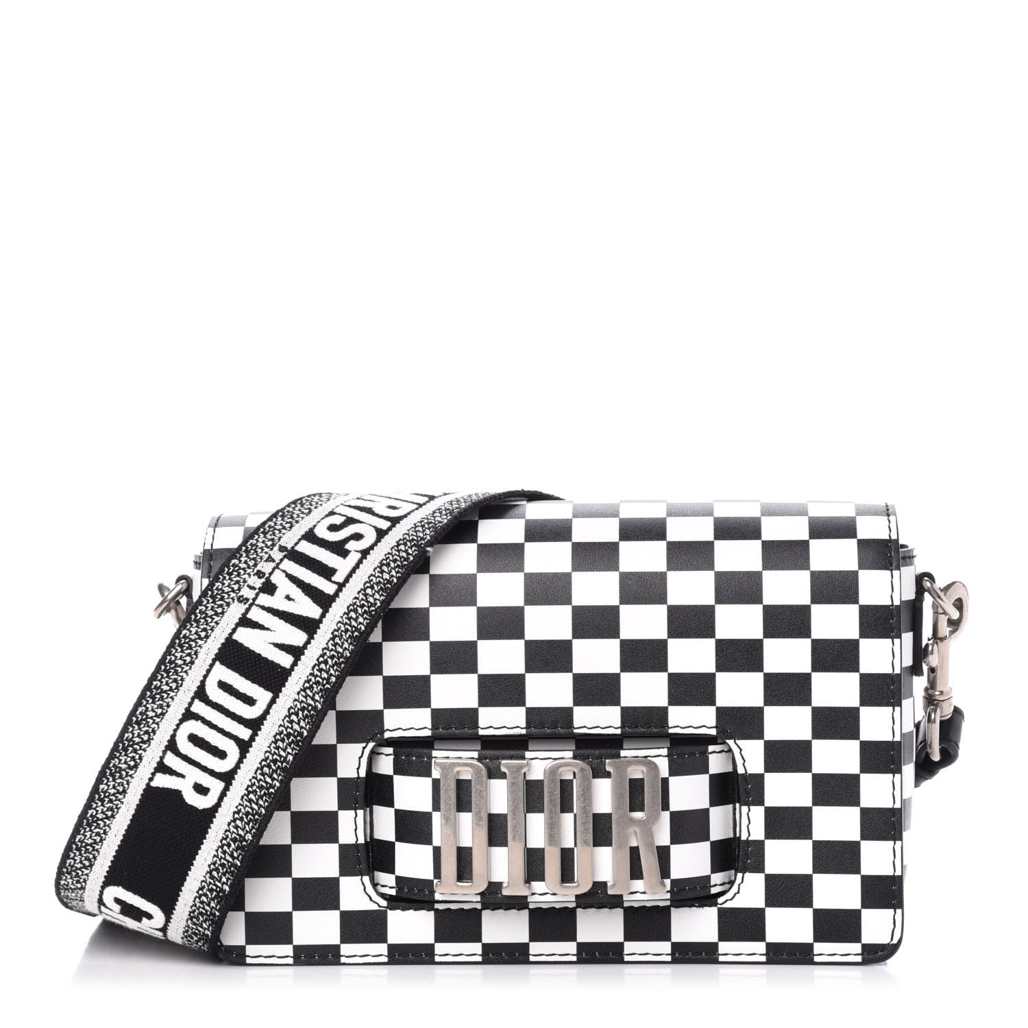 Christian Dior Smooth Calfskin Checkered Dio(r)evolution Flap Bag Black White 1 of 11