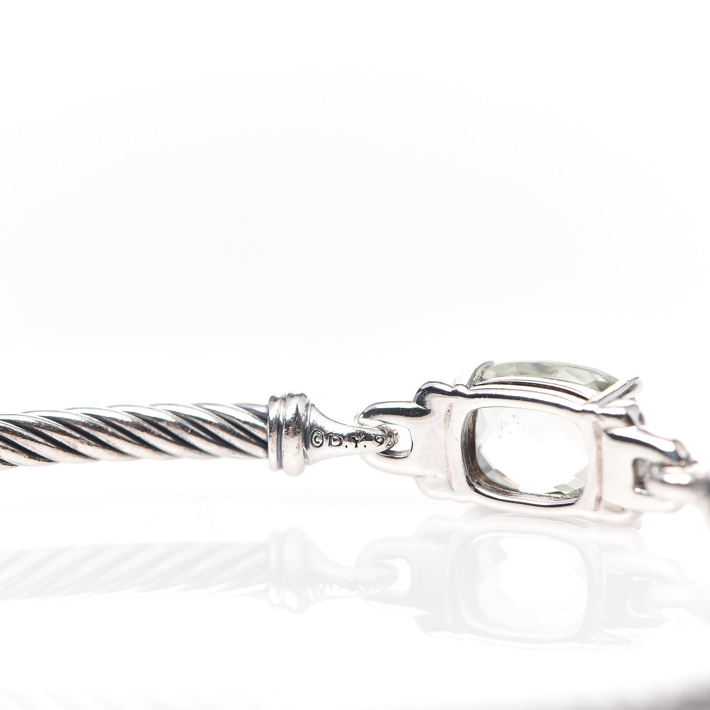 Sterling Silver Diamond Prasiolite 3mm Petite Wheaton Bracelet