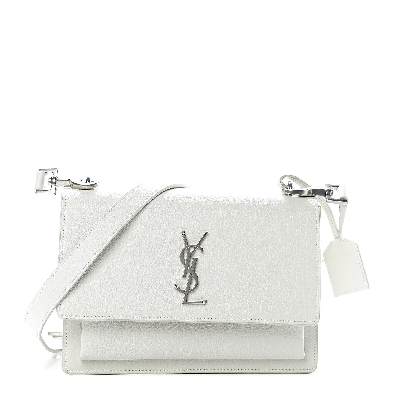 Saint Laurent Grained Calfskin Medium Monogram Sunset Satchel White 1 of 11