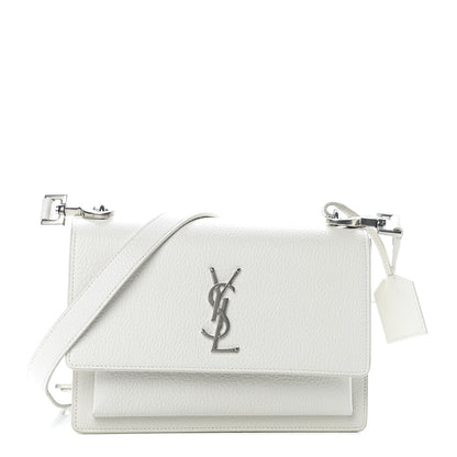 Saint Laurent Grained Calfskin Medium Monogram Sunset Satchel White 1 of 11