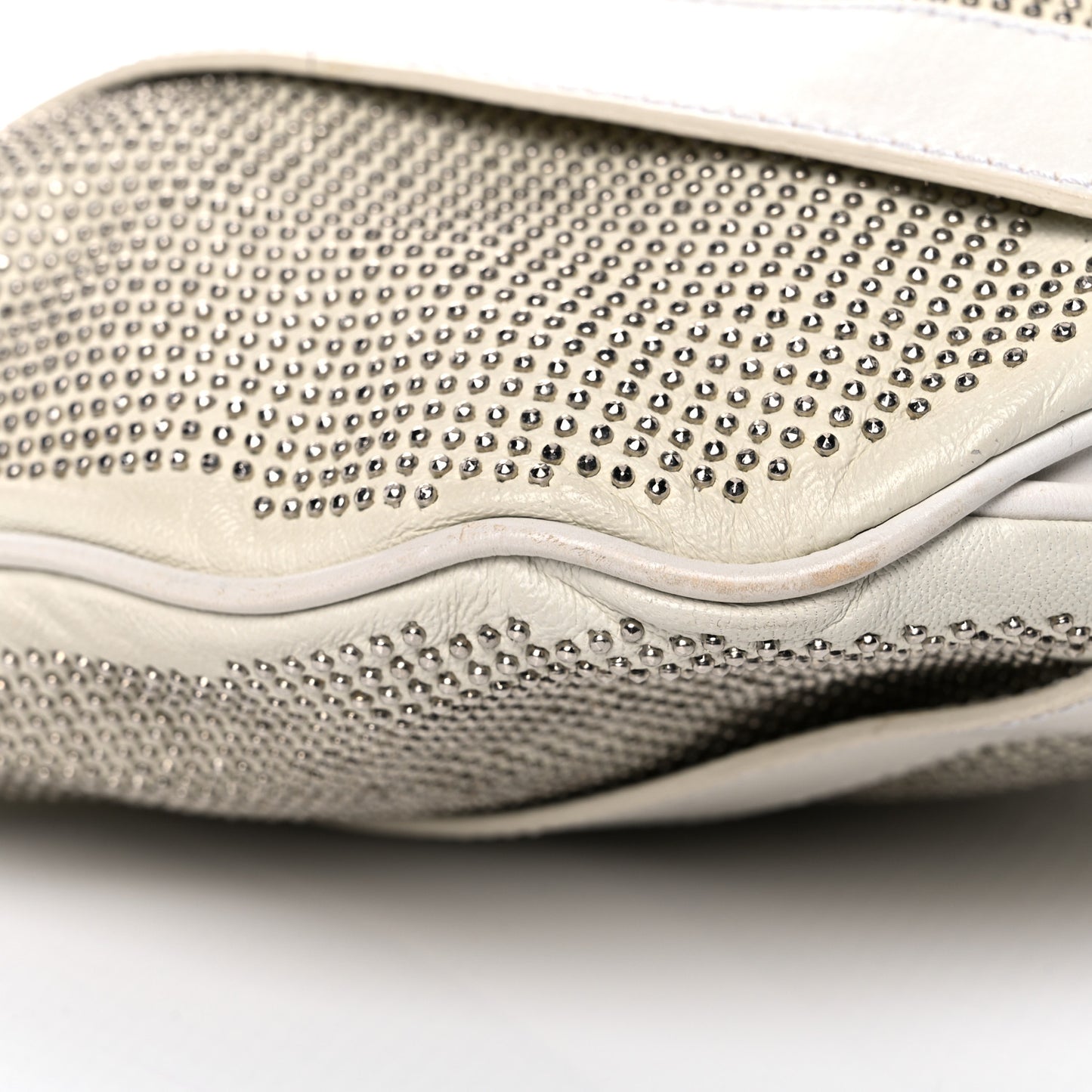 Calfskin Studded Hobo White
