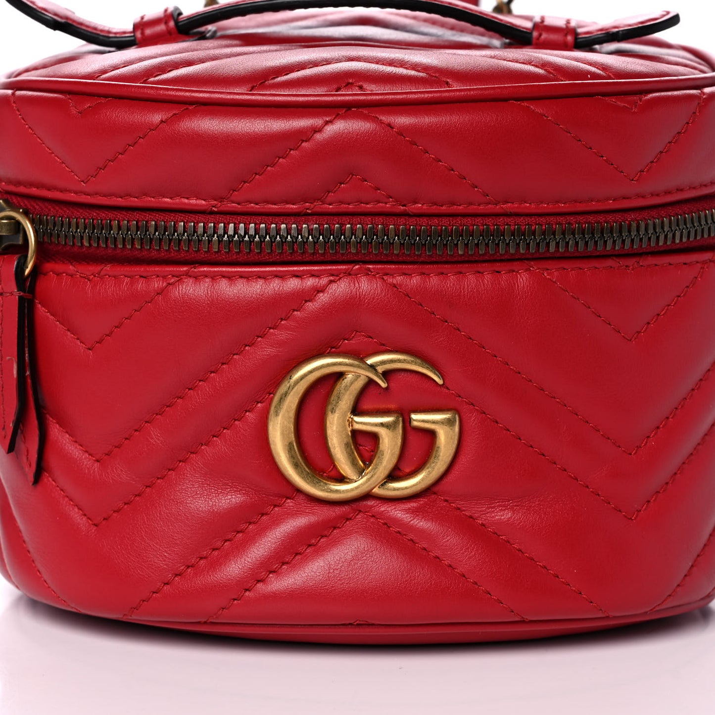 Calfskin Matelasse Mini GG Marmont Round Backpack Hibiscus Red