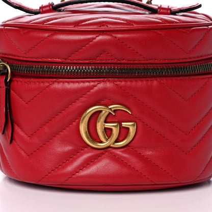 Gucci Calfskin Matelasse Mini GG Marmont Round Backpack Hibiscus Red 7 of 10