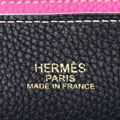 Hermes Taurillon Clemence Double Sens 36 Reversible Tote Bleu Nuit Magnolia 18 of 35