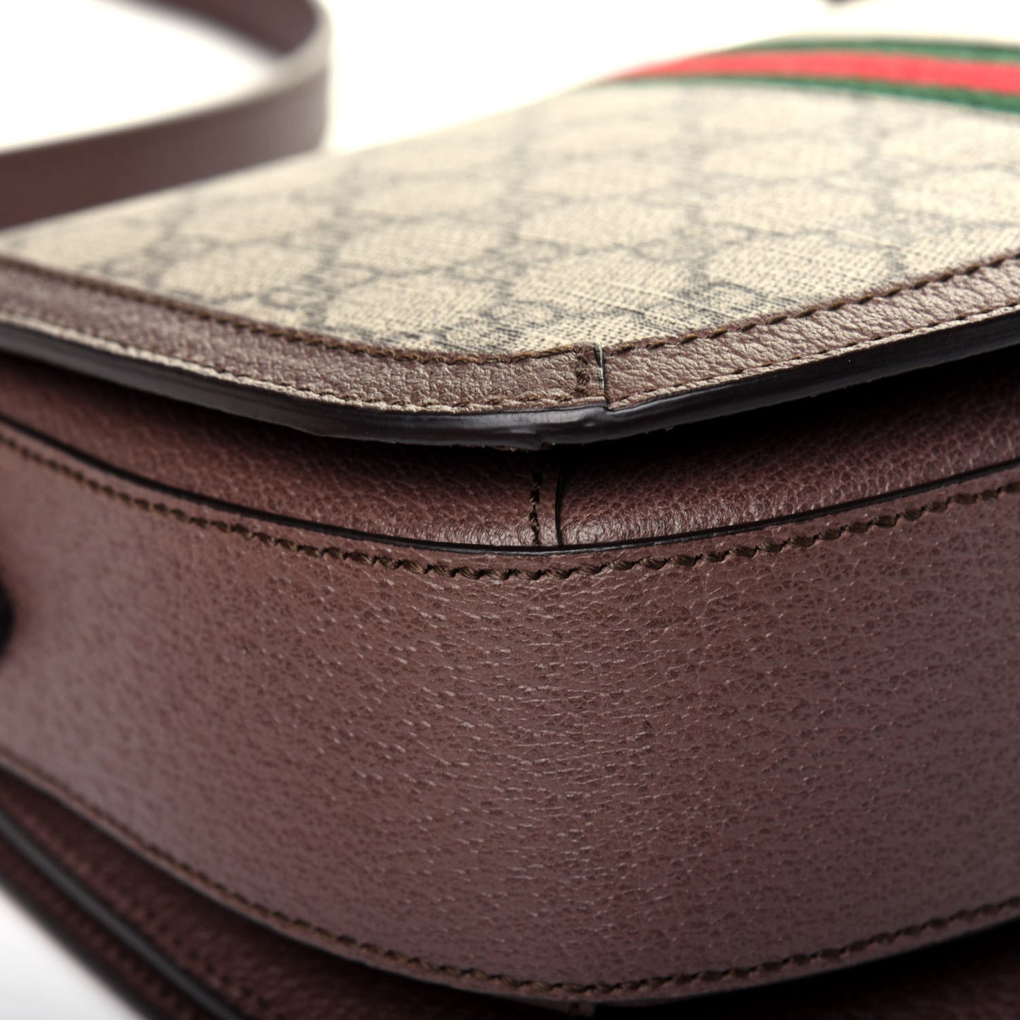 GG Supreme Monogram Web Small Ophidia Flap Messenger Bag Brown