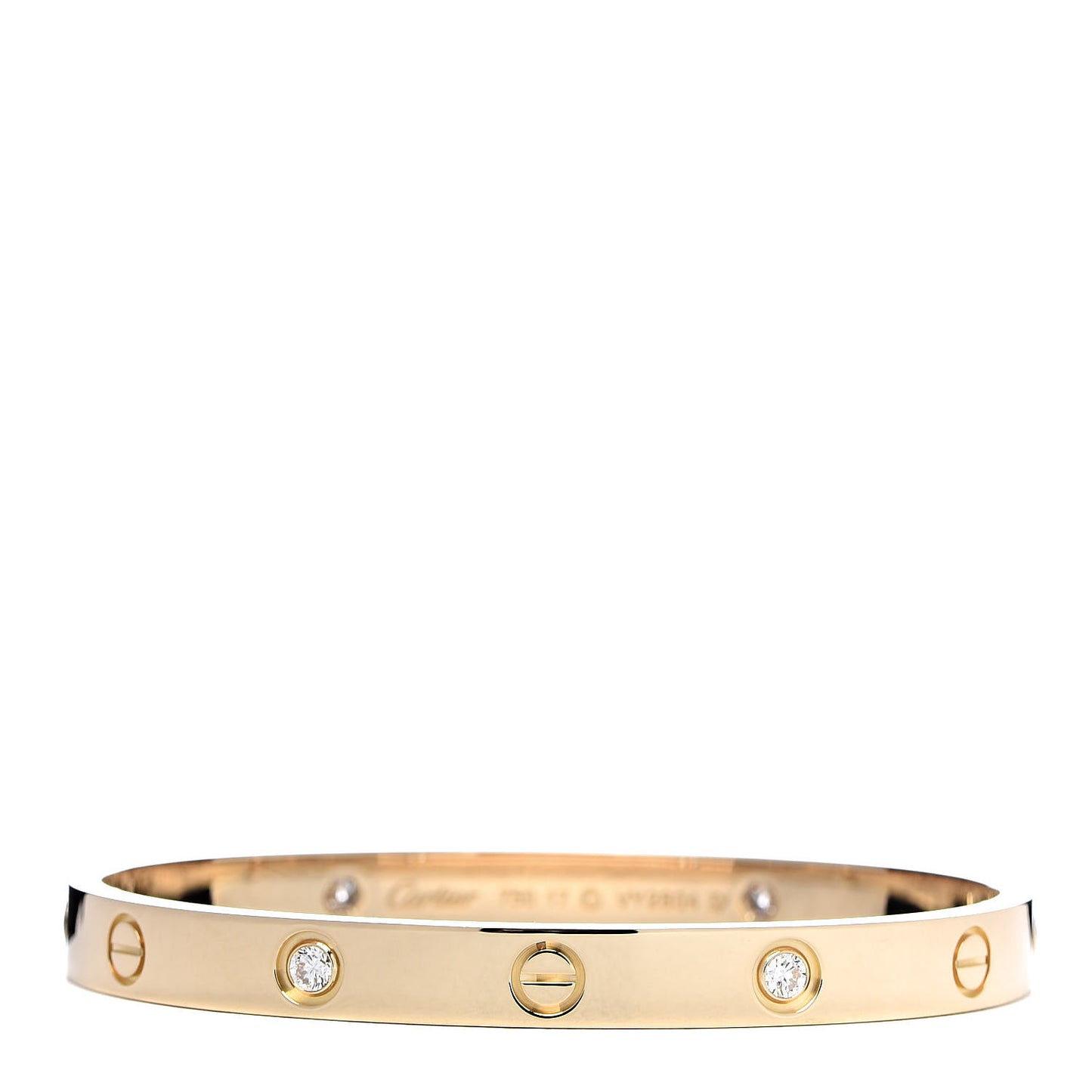 18K Yellow Gold 4 Diamond LOVE Bracelet 17