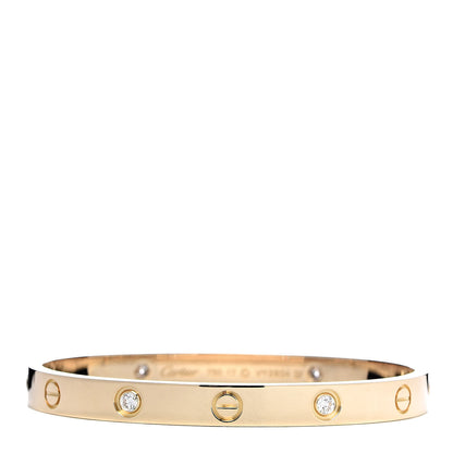 Cartier 18K Yellow Gold 4 Diamond LOVE Bracelet 17 1 of 6