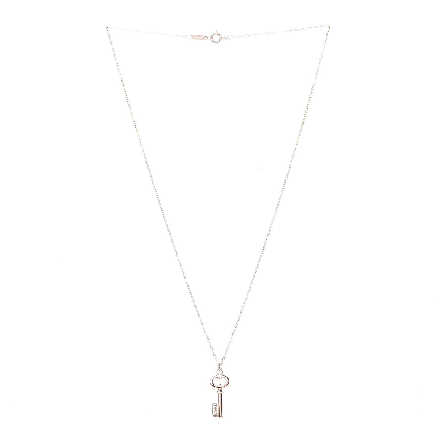 Tiffany 18K Rose Gold Mini Key Pendant Necklace 3 of 6