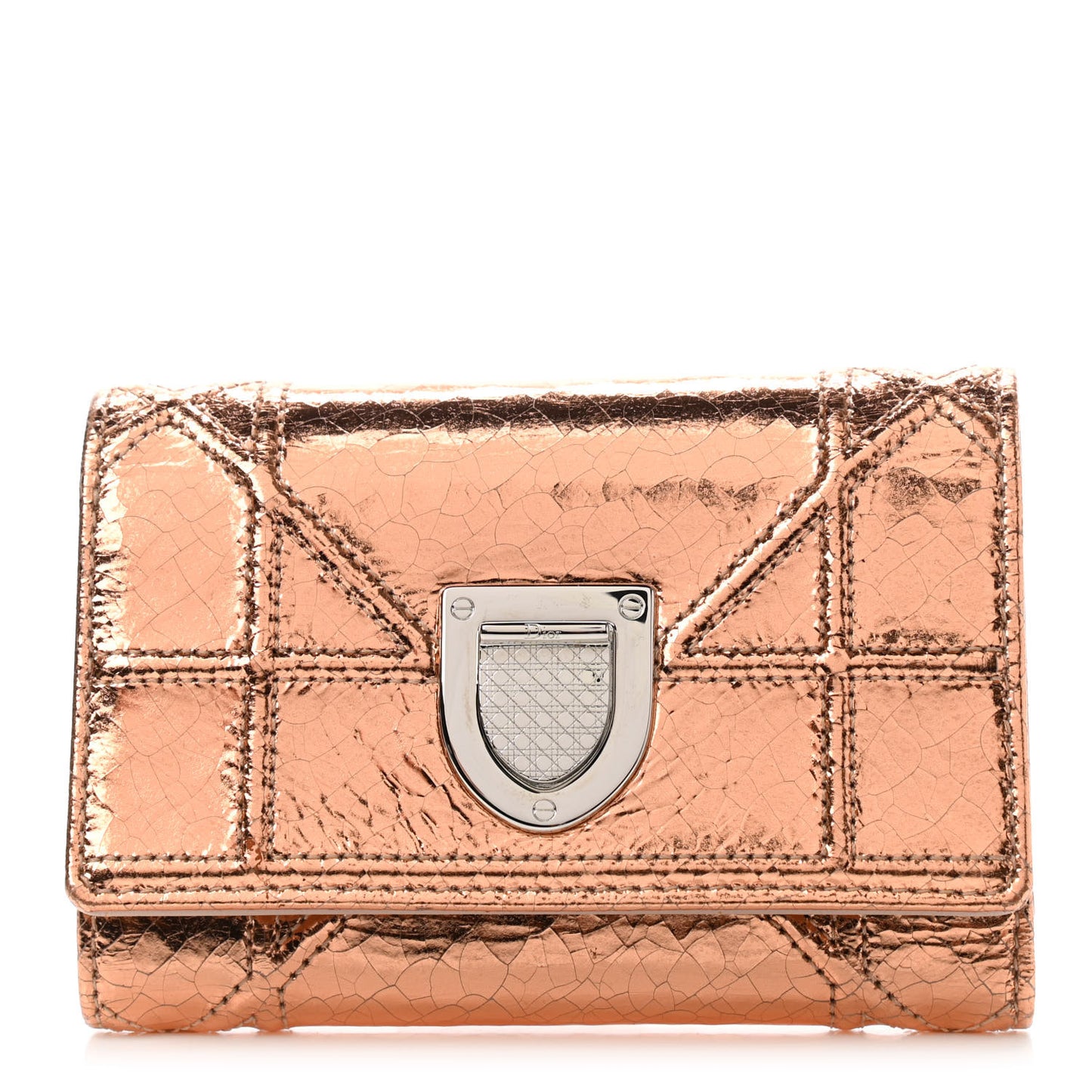 Ceramic Effect Deerskin Cannage Diorama Elancee Wallet Hyper Pink
