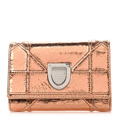 Christian Dior Ceramic Effect Deerskin Cannage Diorama Elancee Wallet Hyper Pink 1 of 8
