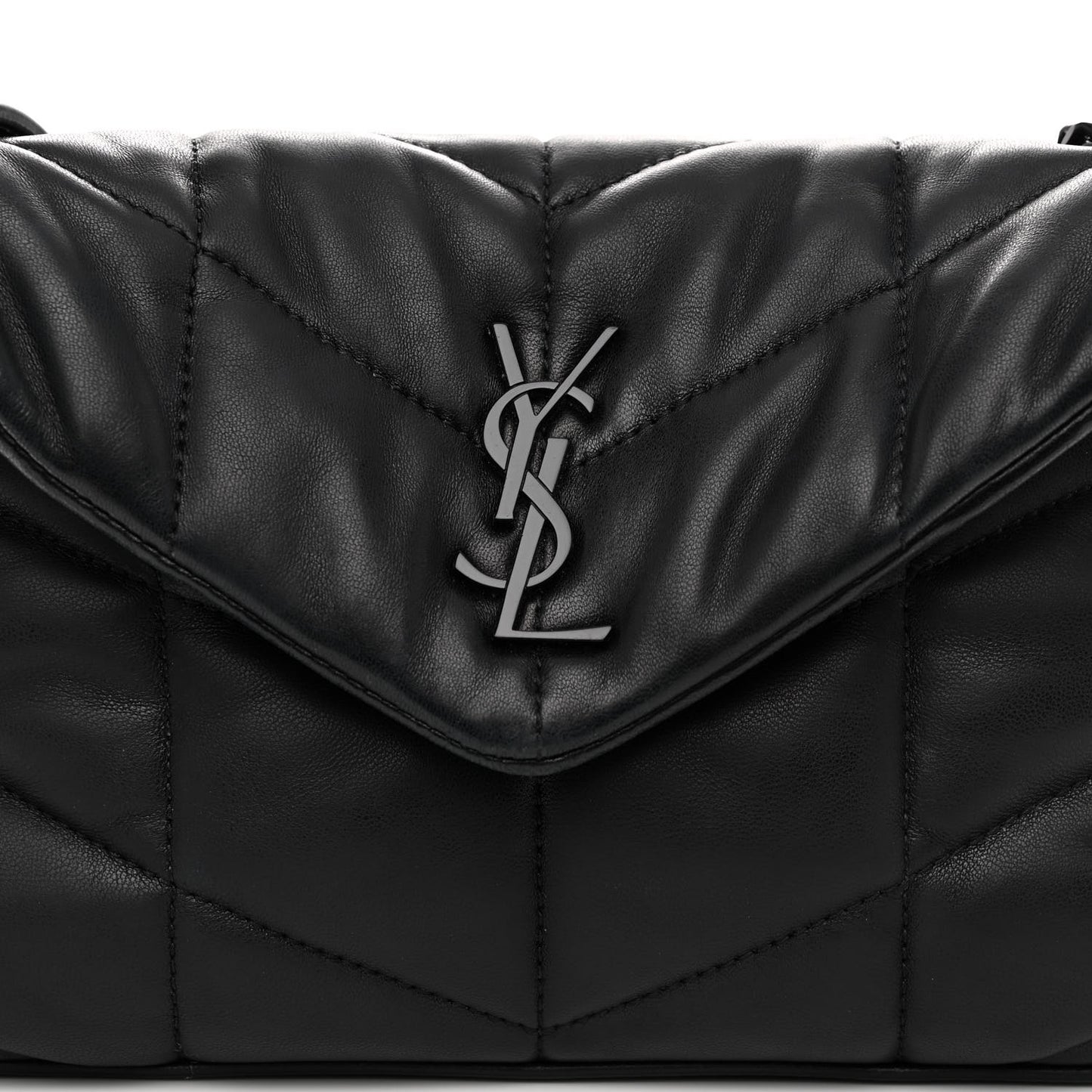 Lambskin Quilted Toy Loulou Puffer Monogram Chain Satchel Black
