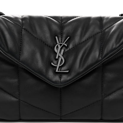 Saint Laurent Lambskin Quilted Toy Loulou Puffer Monogram Chain Satchel Black 7 of 10
