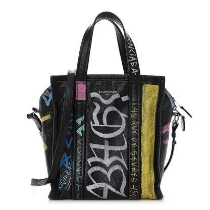 Balenciaga Agneau Arena Graffiti All Over XS Bazar Shopper Tote Black Multicolor 1 of 12