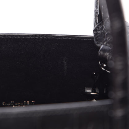 Saint Laurent Calfskin Crocodile Embossed Large Sac De Jour Carryall Black 8 of 10
