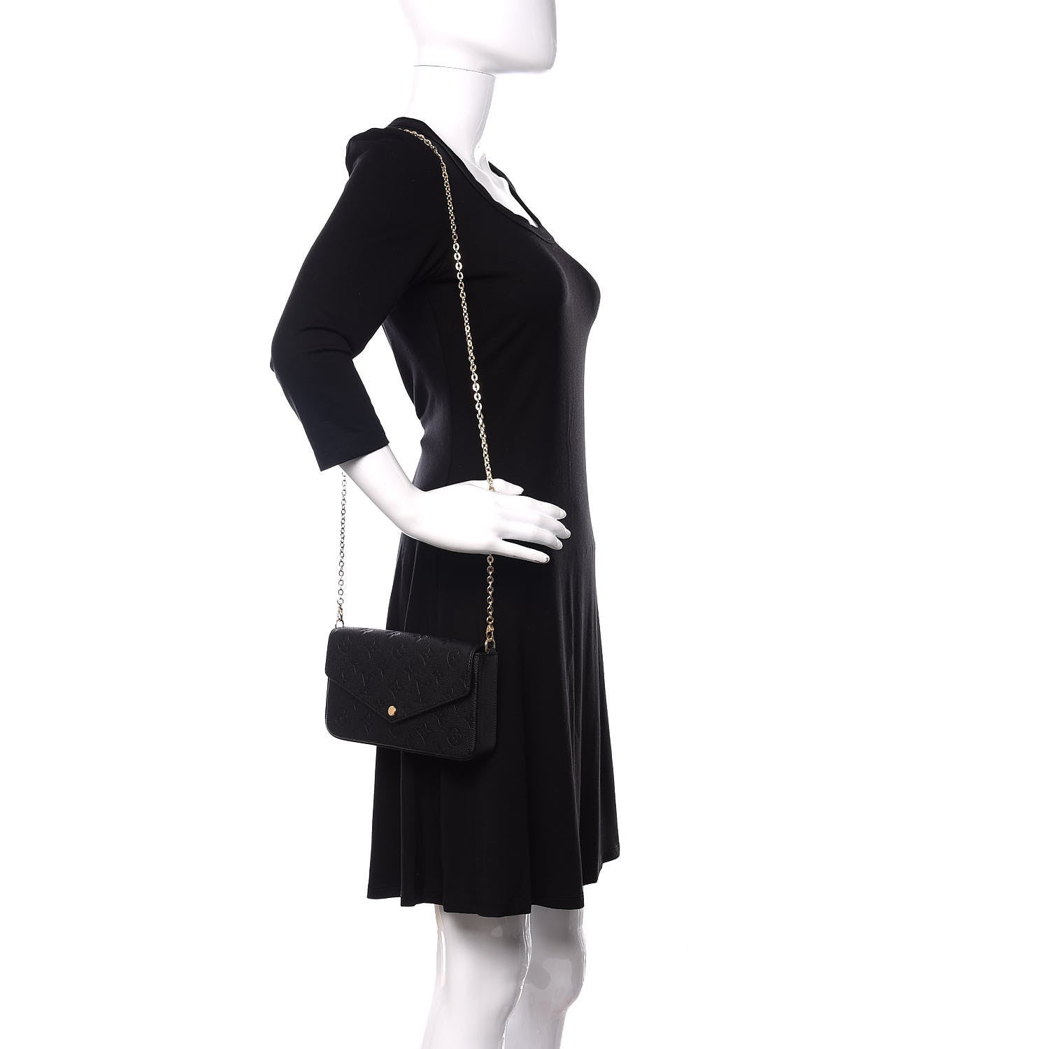 Louis Vuitton Empreinte Pochette Felicie Chain Wallet Black 2 of 11