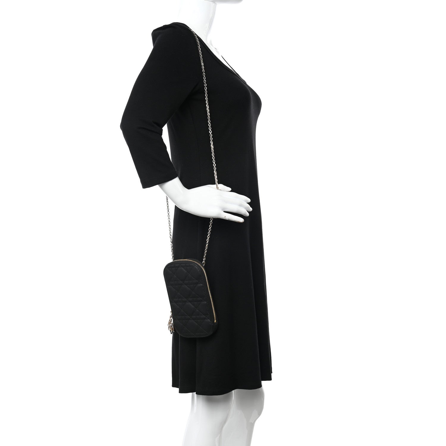 Christian Dior Lambskin Cannage Lady Dior Phone Holder Black 2 of 11