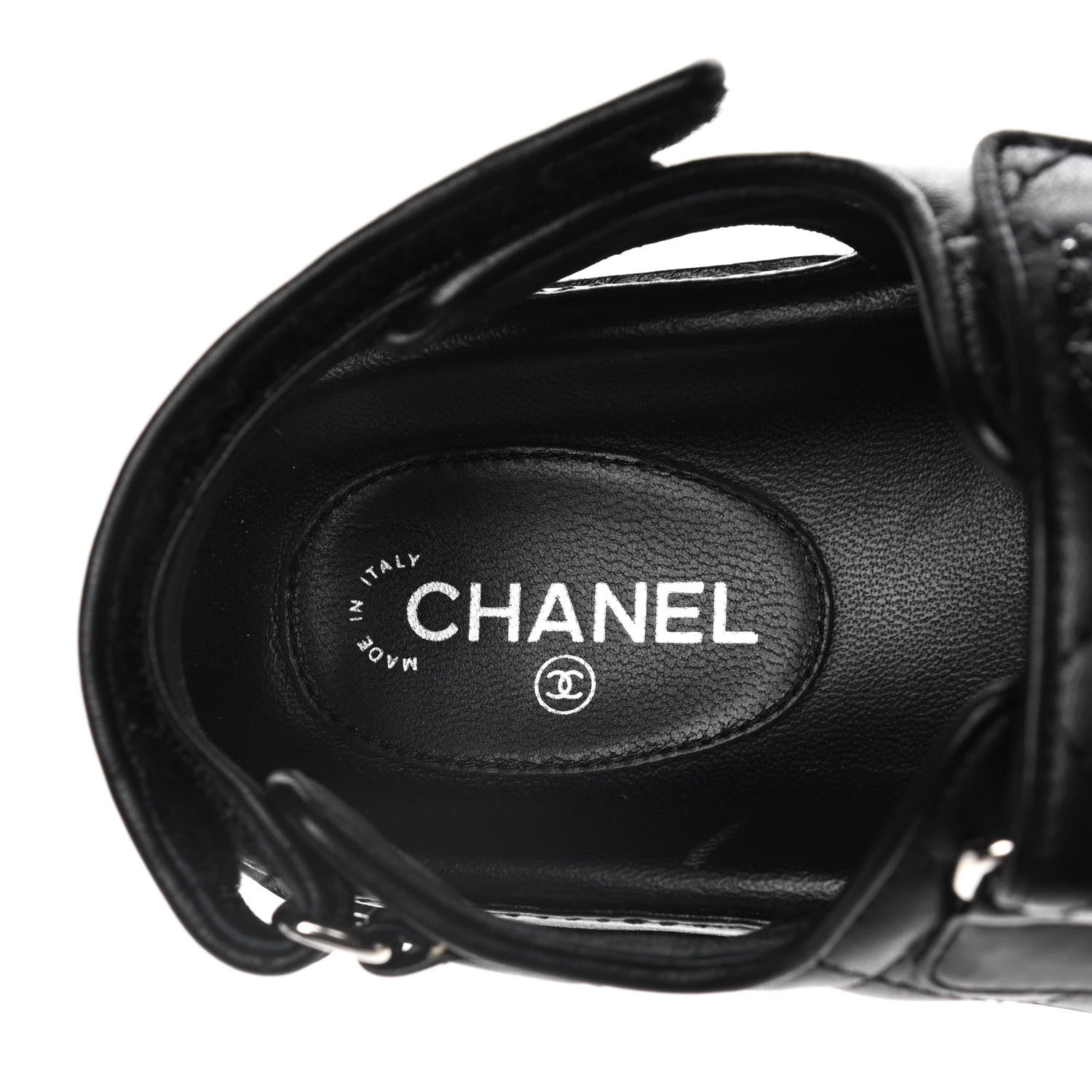 Chanel Lambskin Velcro Dad Sandals 36 Black 9 of 15