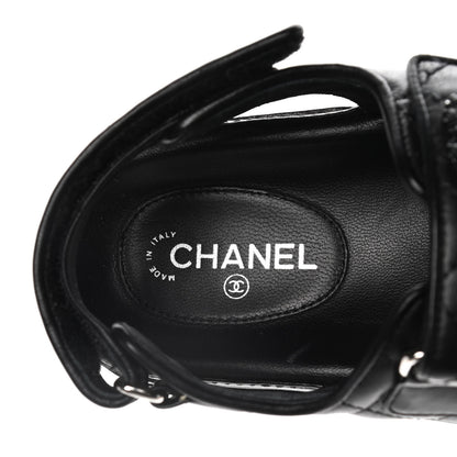 Chanel Lambskin Velcro Dad Sandals 36 Black 9 of 15