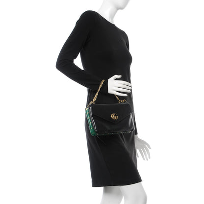 Gucci Calfskin Diagonal GG Medium Thiara Double Envelope Shoulder Bag Emerald Green Black 4 of 11