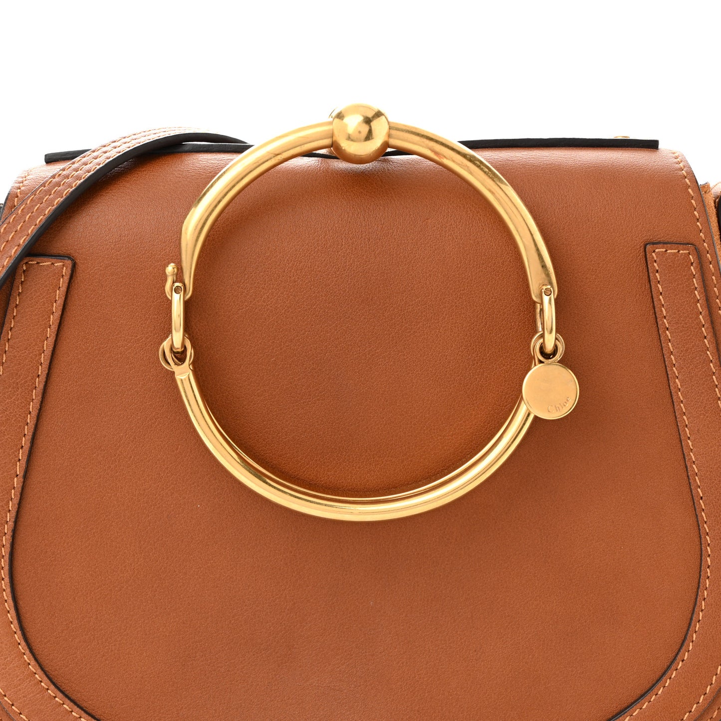 Calfskin Suede Medium Nile Bracelet Bag Caramel