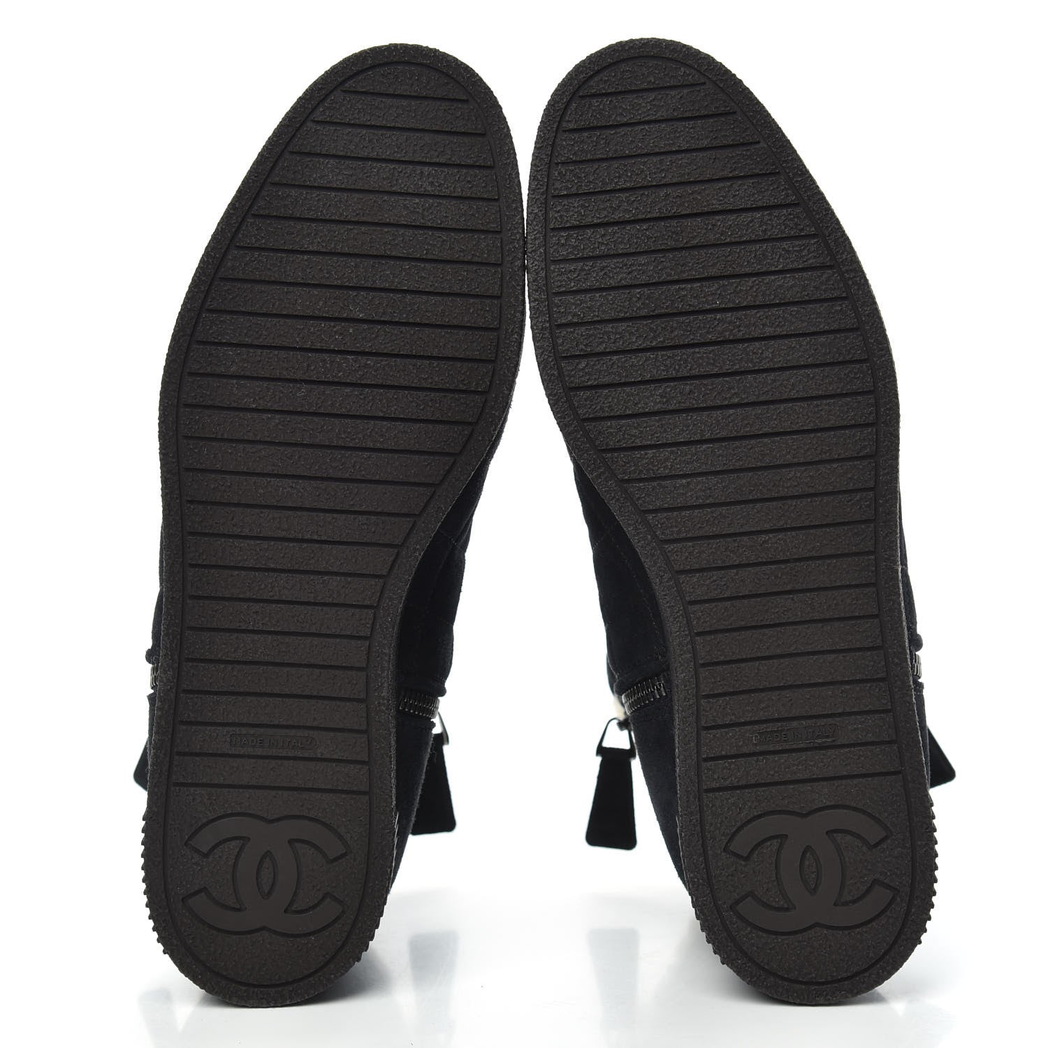 Chanel Suede Shearling Short Boots 37.5 Blue Marine Black 5 of 9