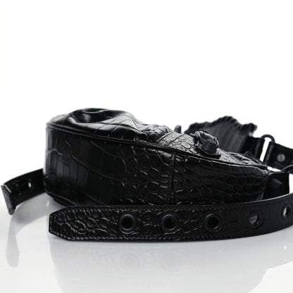 Balenciaga Extra Supple Calfskin Crocodile Embossed Monochrome Le Cagole Shoulder Bag XS Black 9 of 9