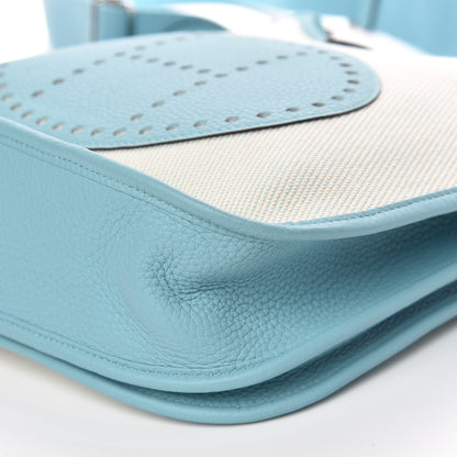 Hermes Toile Taurillon Clemence Evelyne III PM Bleu Atoll 7 of 11