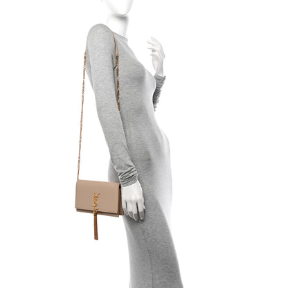 Saint Laurent Smooth Calfskin Classic Monogram Kate Tassel Chain Wallet Dark Beige 2 of 11