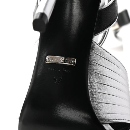 Gucci Malaga Kid Webby Crossover High Heel Sandals 37 Silver 7 of 10