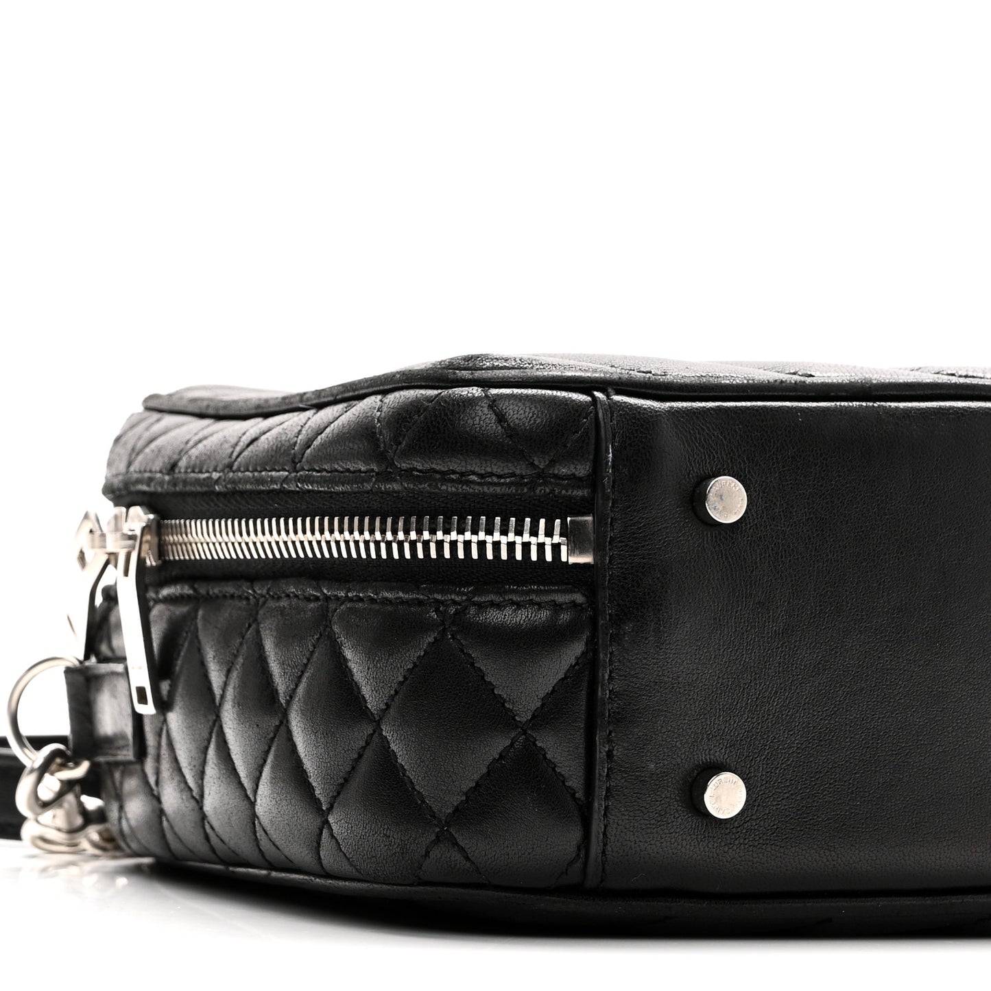 Lambskin Matelasse Chevron Lunchbox Bag Black