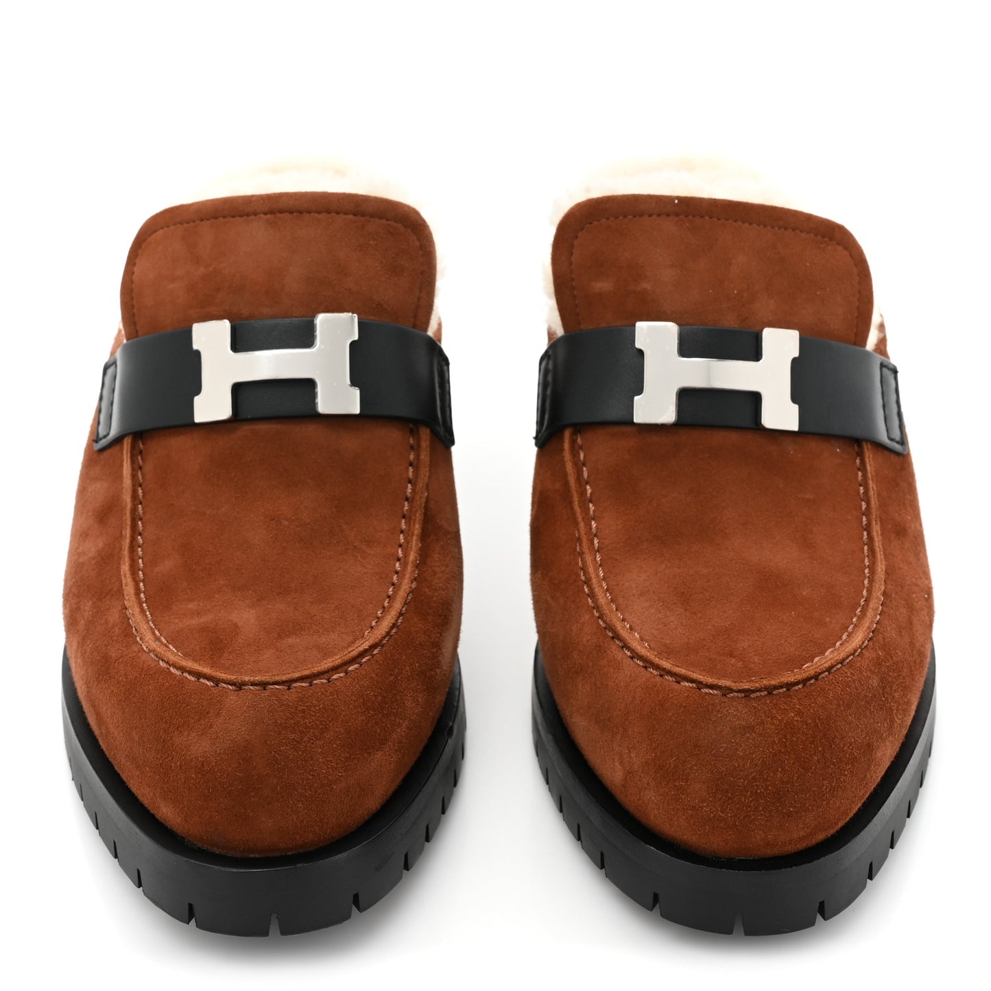 Suede Goatskin Woolskin Flore 60 Mules 39.5 Brun Amourette Ecru