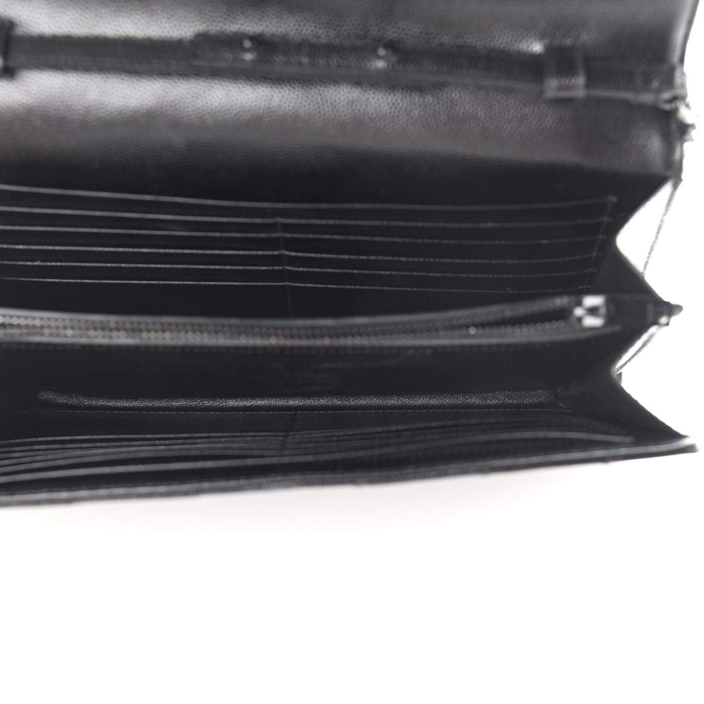 Grain De Poudre Matelasse Chevron Monogram Chain Wallet Black