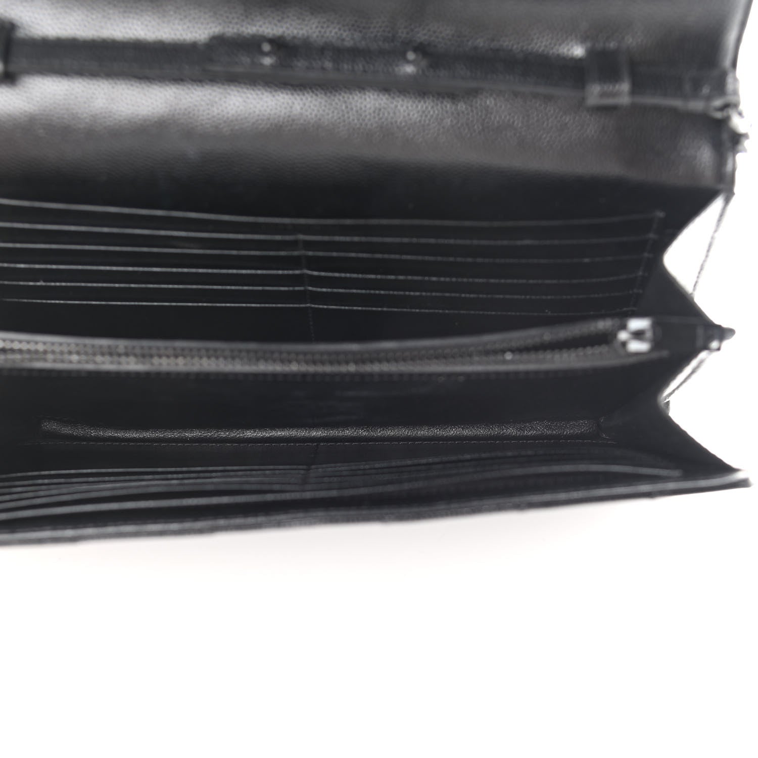 Saint Laurent Grain De Poudre Matelasse Chevron Monogram Chain Wallet Black 4 of 16