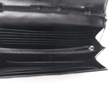 Saint Laurent Grain De Poudre Matelasse Chevron Monogram Chain Wallet Black 4 of 16