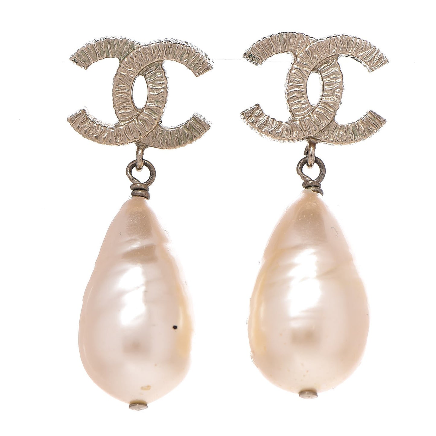 Pearl CC Teardrop Earrings Gold