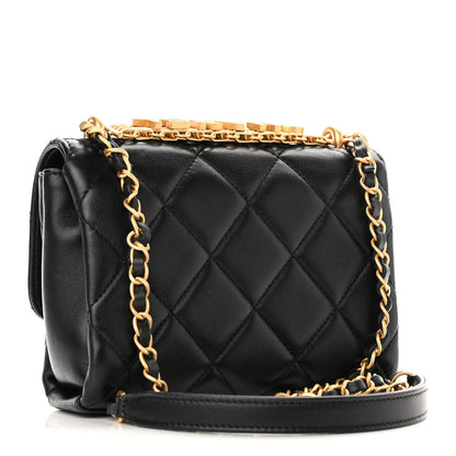Chanel Lambskin Quilted Mini CC Crystal Logo Chain Flap Black 3 of 11