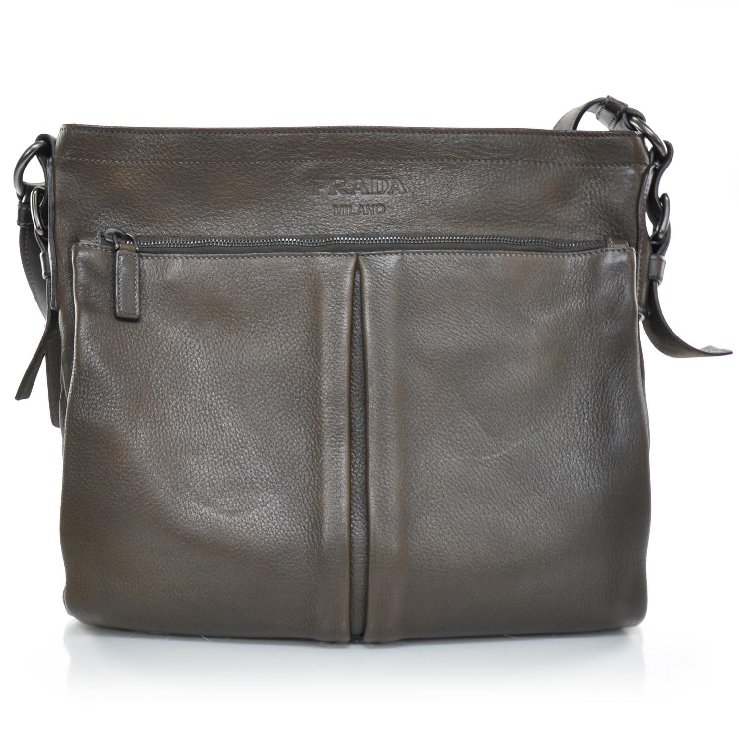 Prada Cervo Deerskin Flat Messenger Bag Bruciato 1 of 10