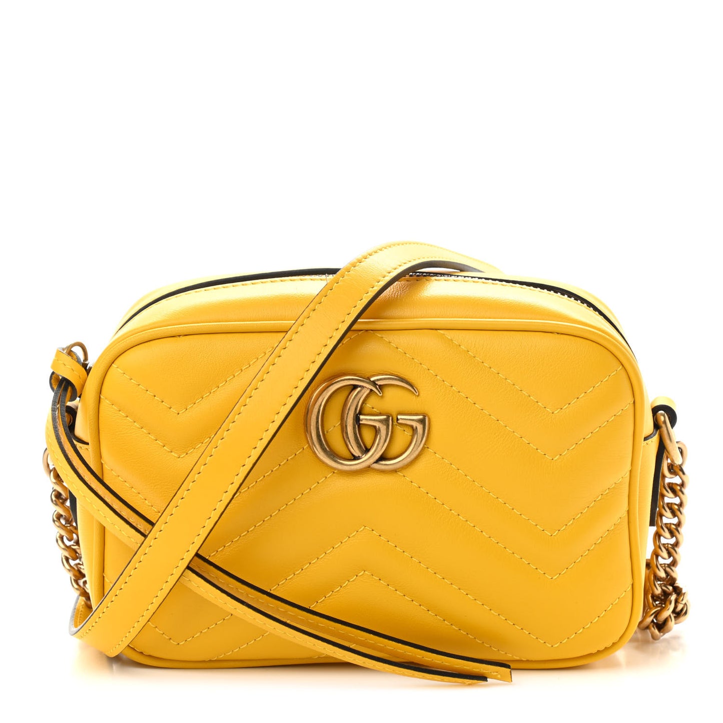 Calfskin Matelasse Mini GG Marmont Chain Shoulder Bag Stone Topaz