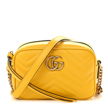 Gucci Calfskin Matelasse Mini GG Marmont Chain Shoulder Bag Stone Topaz 1 of 9