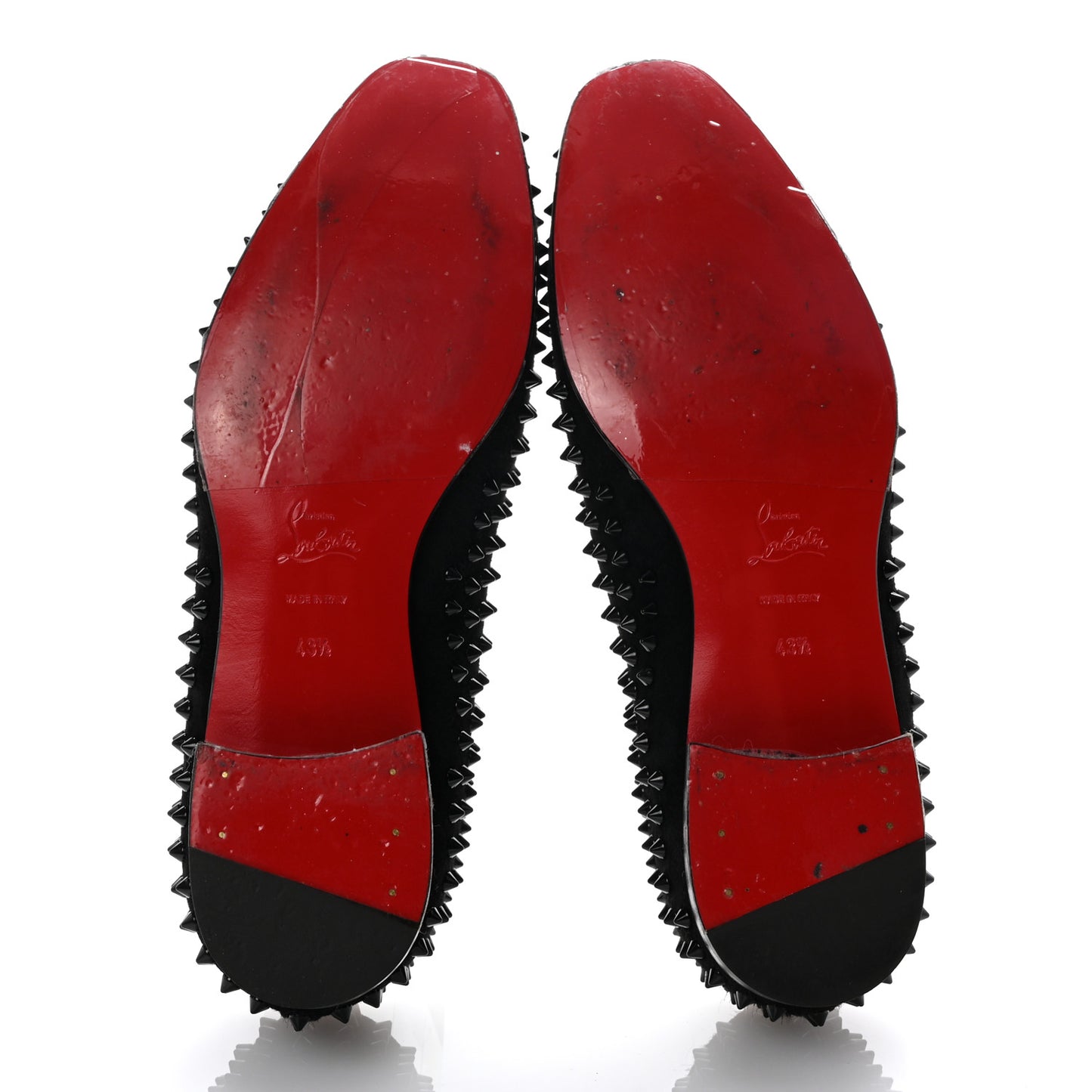 Veau Velours Spikes Mens Dandelion Flat Loafers 43.5 Black