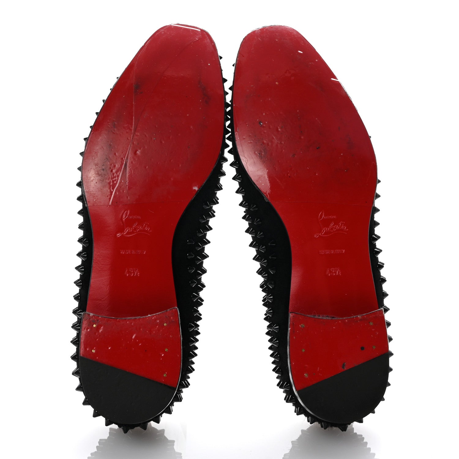 Christian Louboutin Veau Velours Spikes Mens Dandelion Flat Loafers 43.5 Black 6 of 8