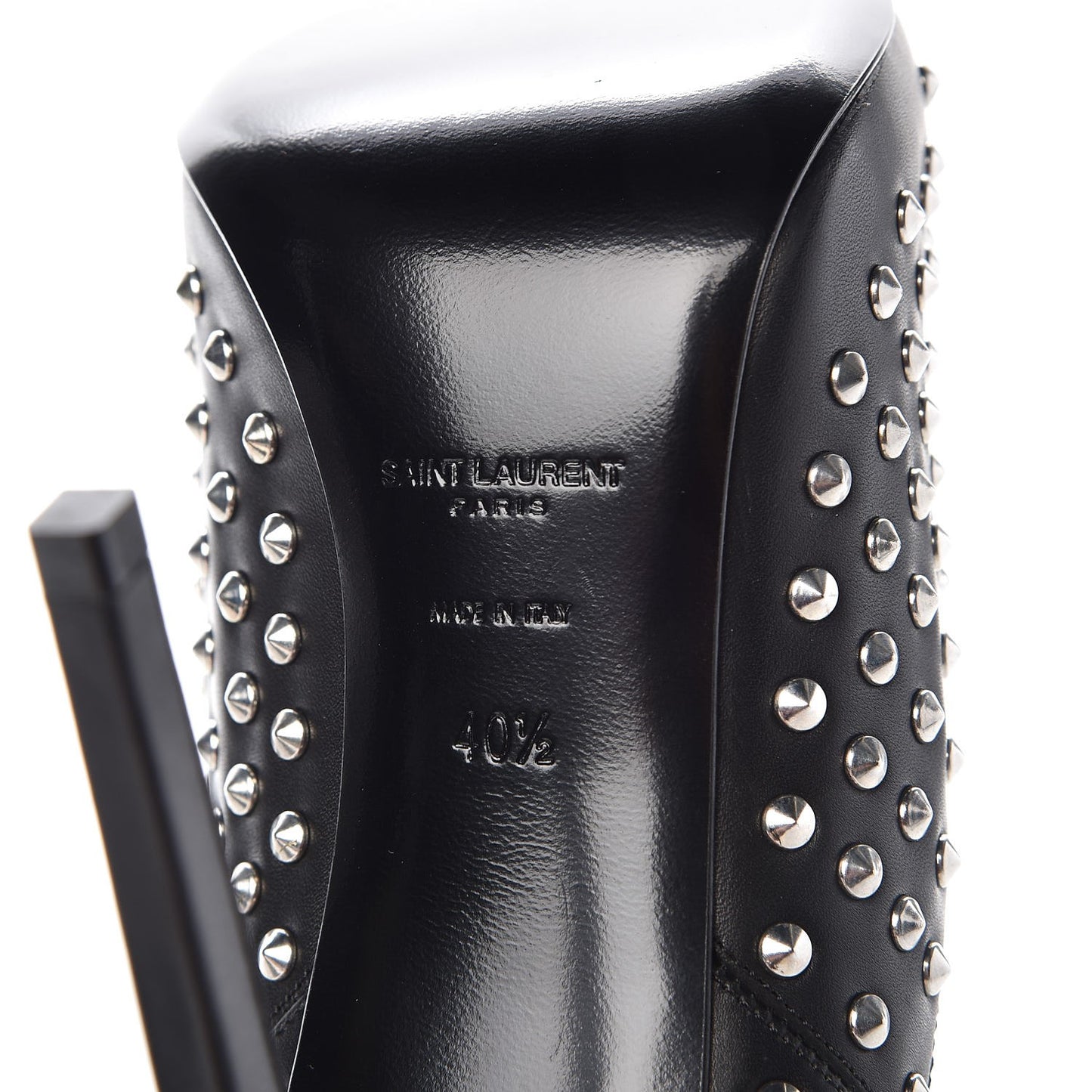 Calfskin Studded Ankle Booties Black