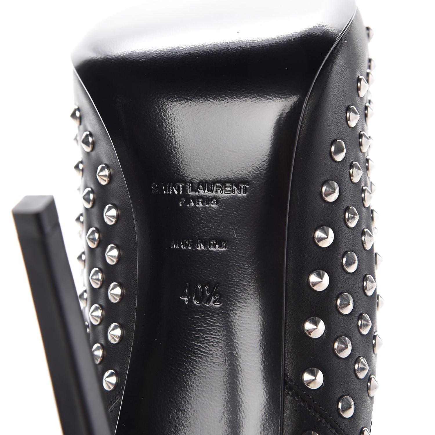 Saint Laurent Calfskin Studded Ankle Booties Black 6 of 9
