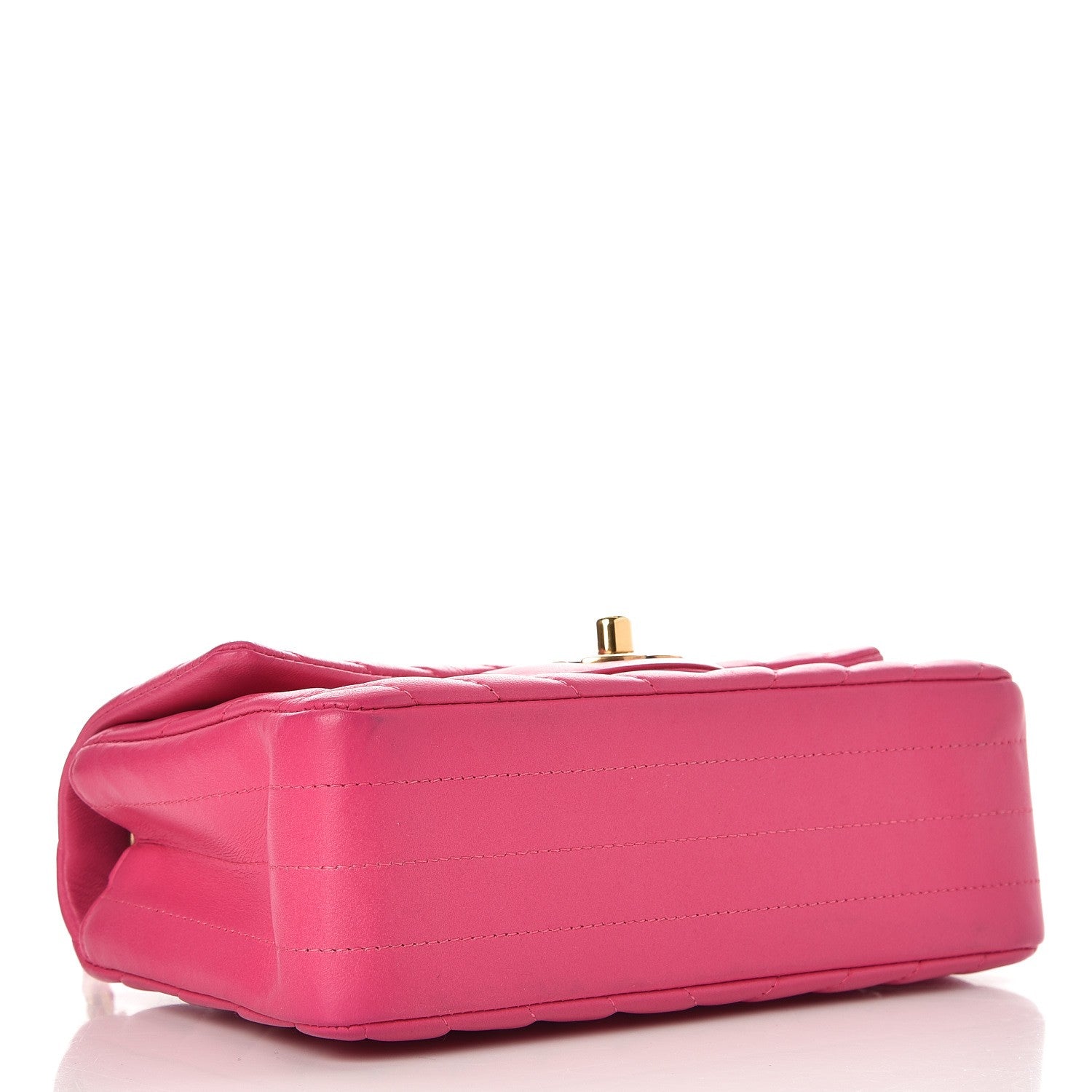 Chanel Lambskin Chevron Quilted Mini Rectangular Flap Fuchsia 4 of 9