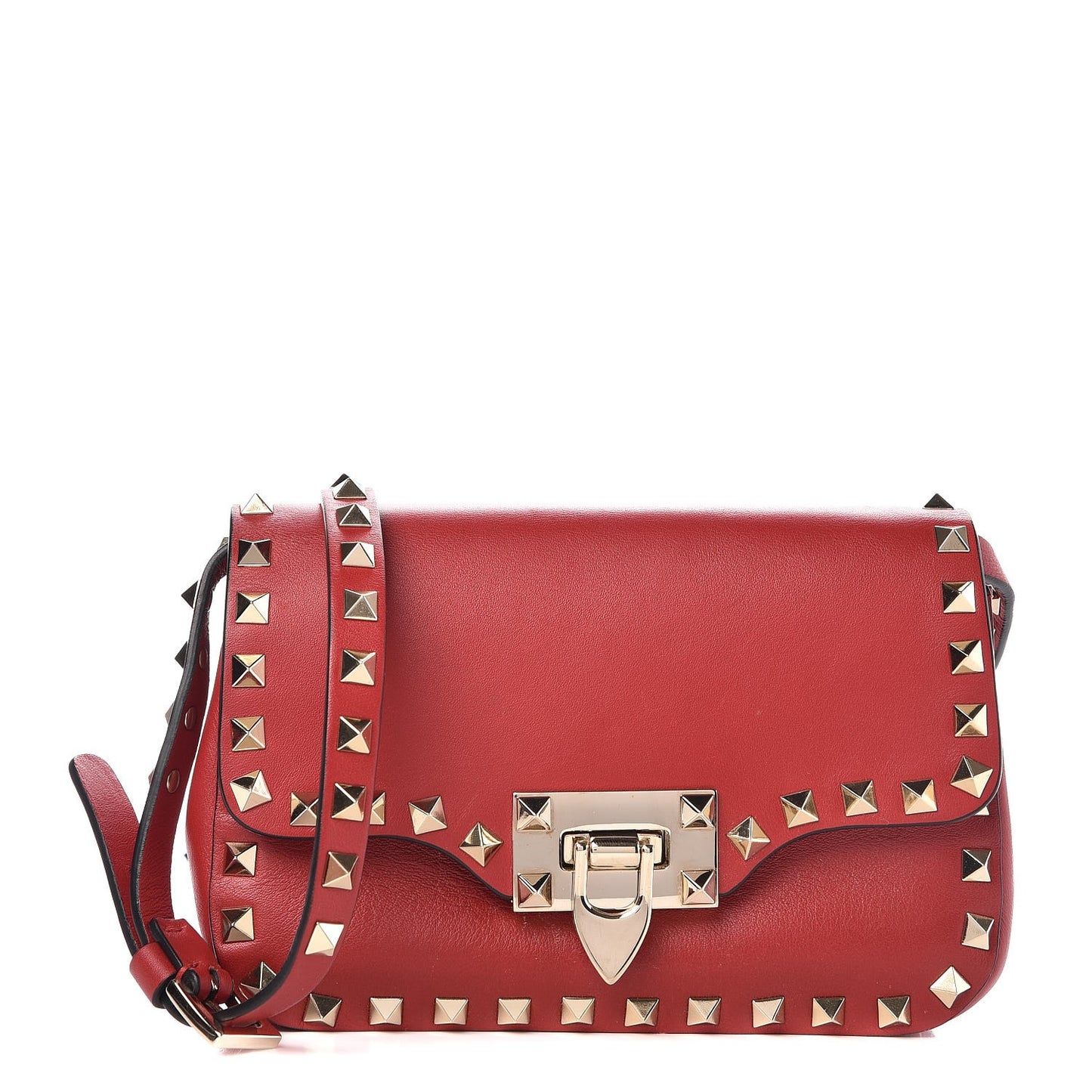 VALENTINO Vitello Rockstud Mini Crossbody Bag Red