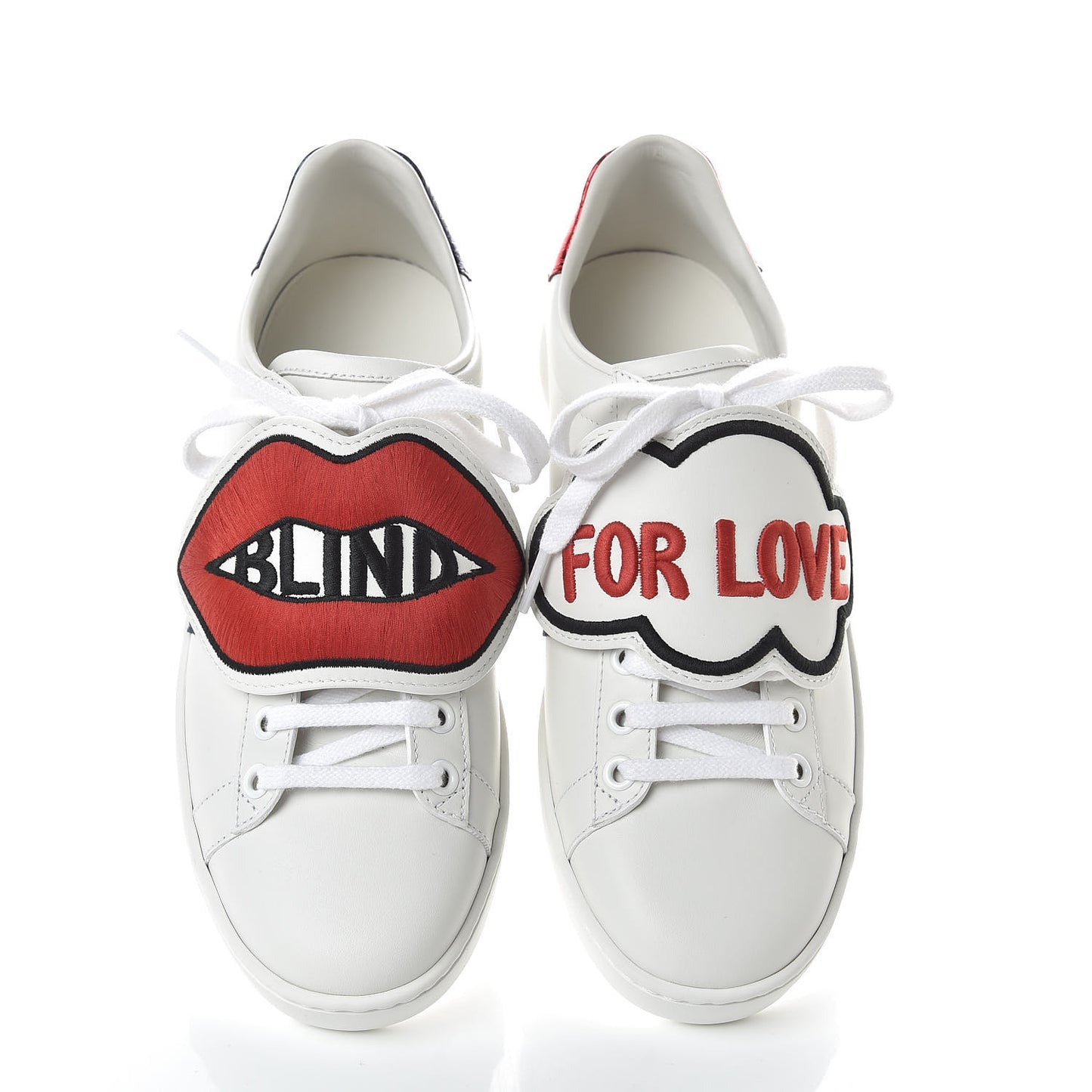 Calfskin Ayers Blind For Love Embroidered Womens Ace Sneakers 37 White