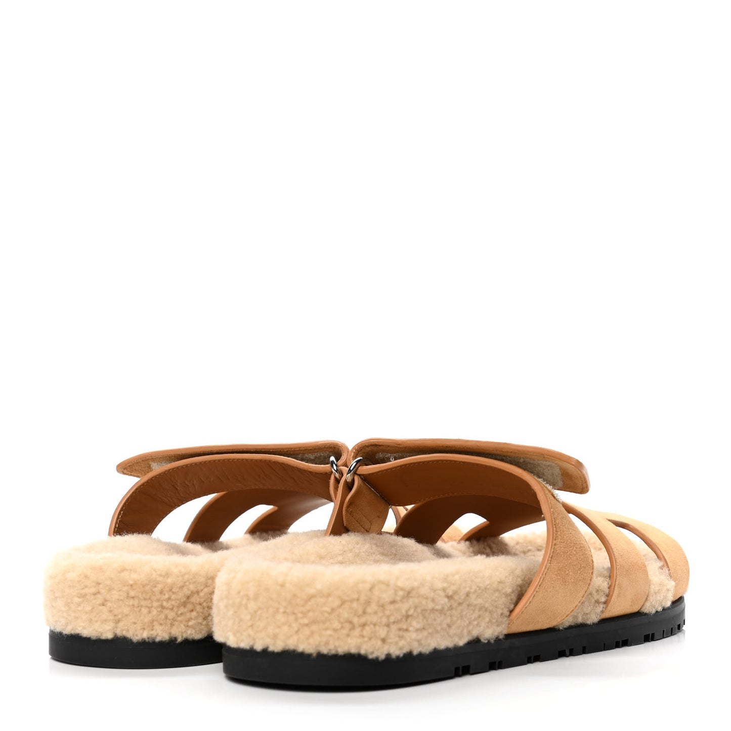 Suede Goatskin Woolskin Womens Chypre Sandals 40 Golden Beige