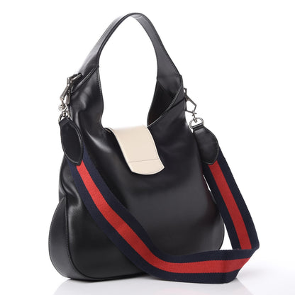 Gucci Calfskin Web Medium Dionysus Hobo Black White 3 of 7