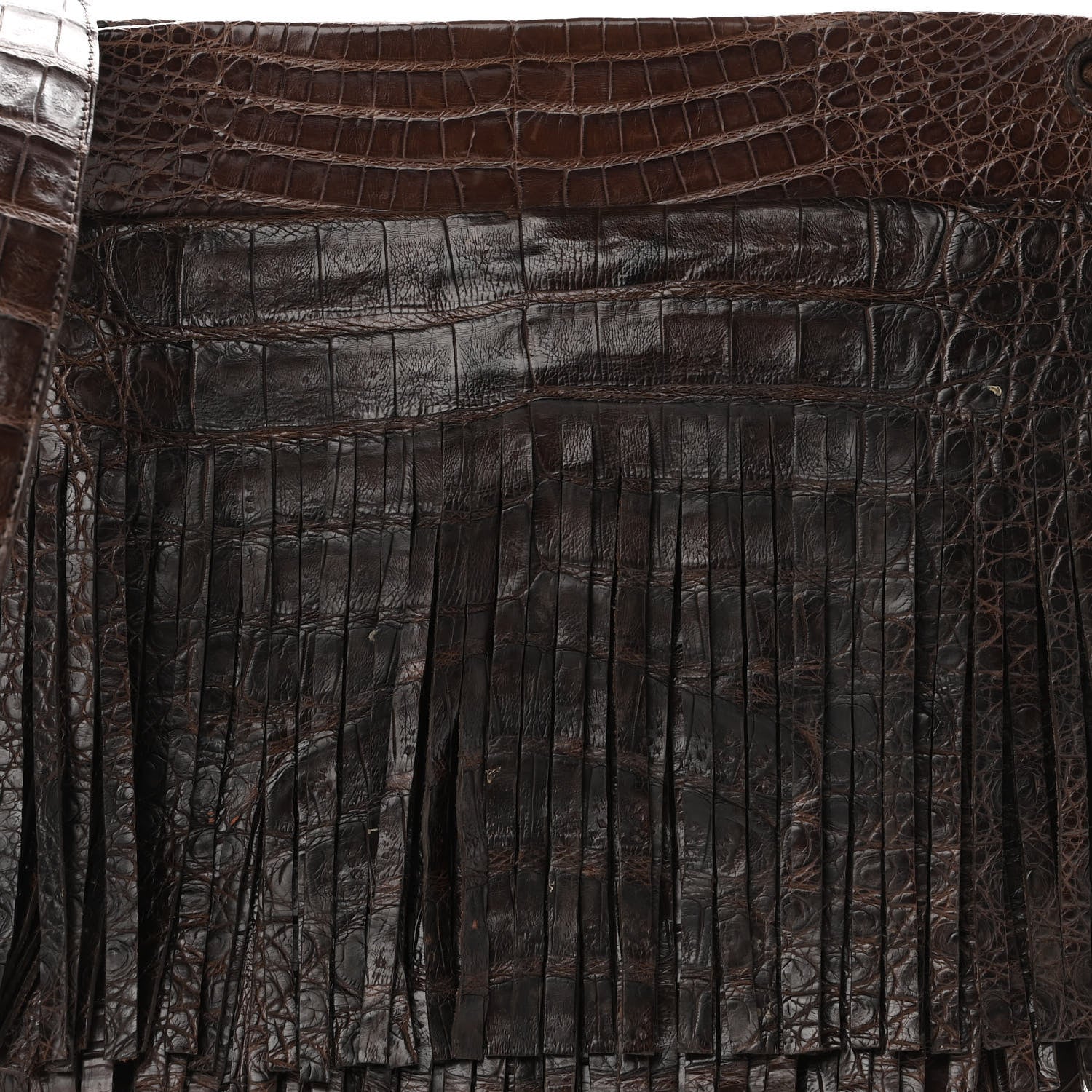 Nancy Gonzalez Crocodile Fringe Crossbody Clutch Brown 8 of 10